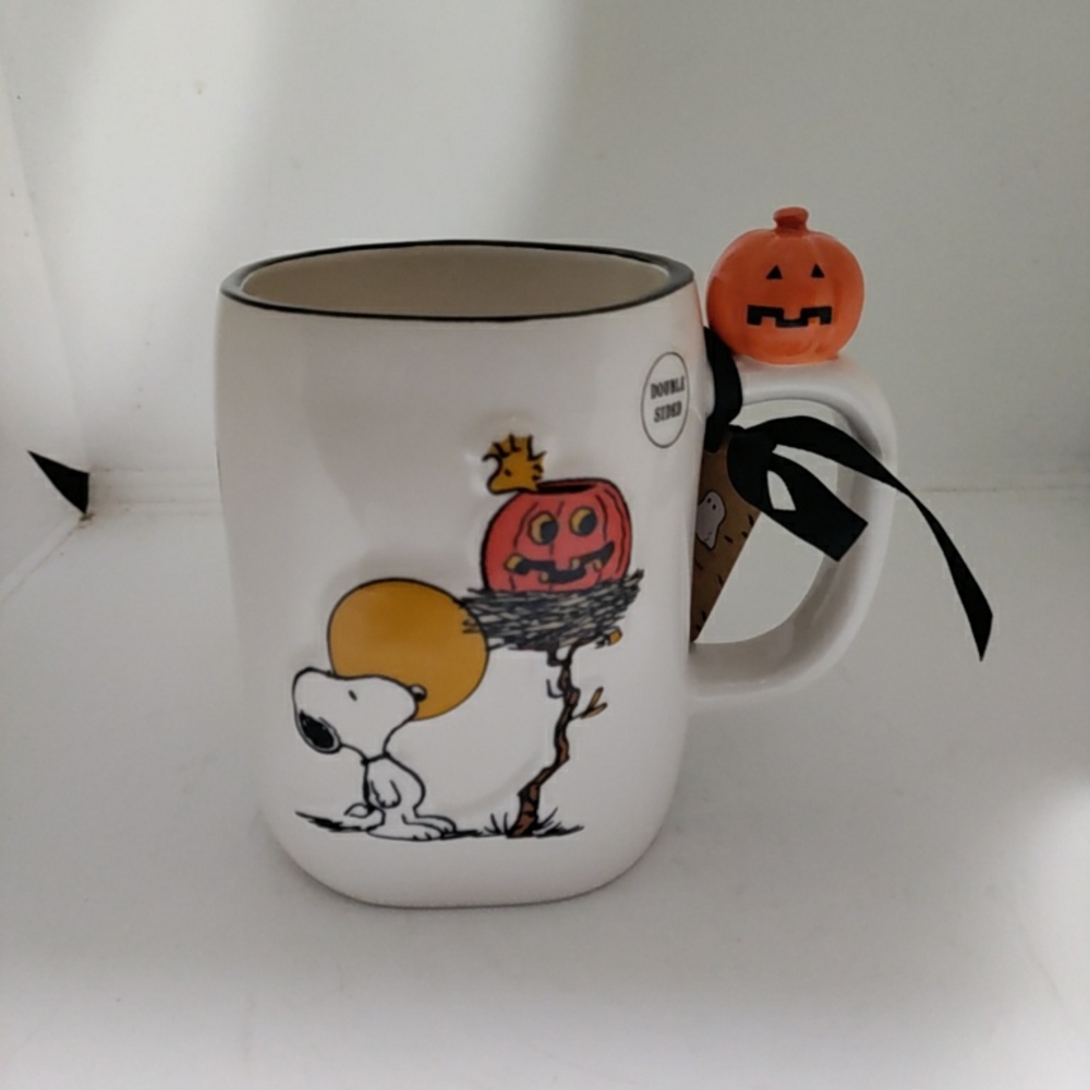 Peanuts 21 fl oz Mug Cup Halloween SNOOPY & WOODSTOCK PUMPKIN NEST FULL MOON